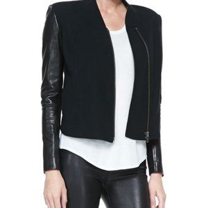 Helmut Lang Leather Wool Asymmetrical Eon Jacket